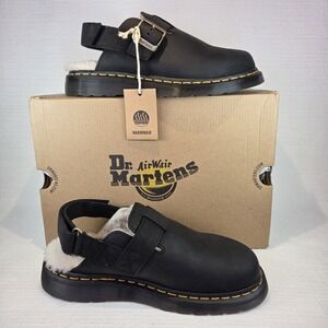 Dr. Martens Jorge II Black Faux Fur Lined Suede Slingback Mules Men's EU 41 US 8